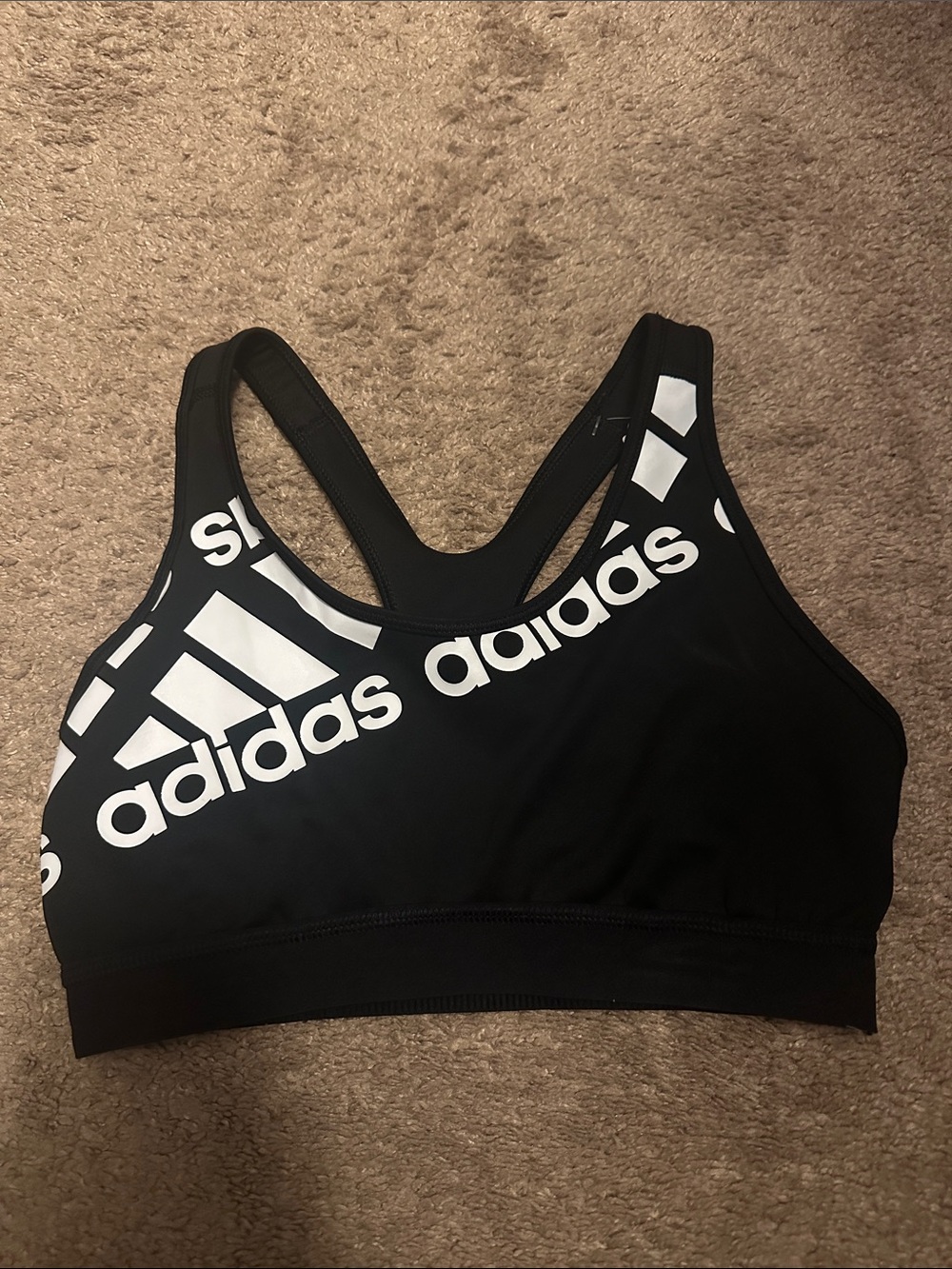 adidas Black and White Logo Racerback Sports bra
